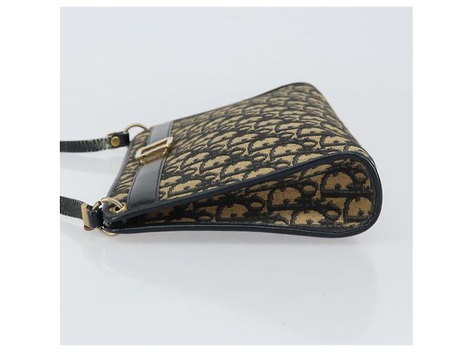 Borsa a Spalla in Tela Trotter Christian Dior Blu Navy Oro Auth BA9130 D'oro - vista 5
