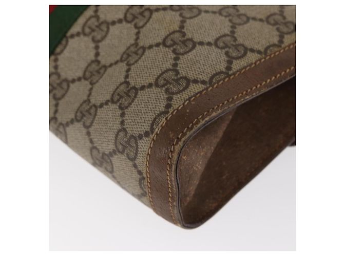 GUCCI GG Supreme Web Sherry Line Clutch Bag PVC Beige Oro 89 01 006 Auth BA9104 - vista 11