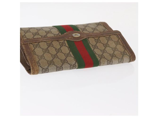 GUCCI GG Supreme Web Sherry Line Clutch Bag PVC Beige Oro 89 01 006 Auth BA9104 - vista 6