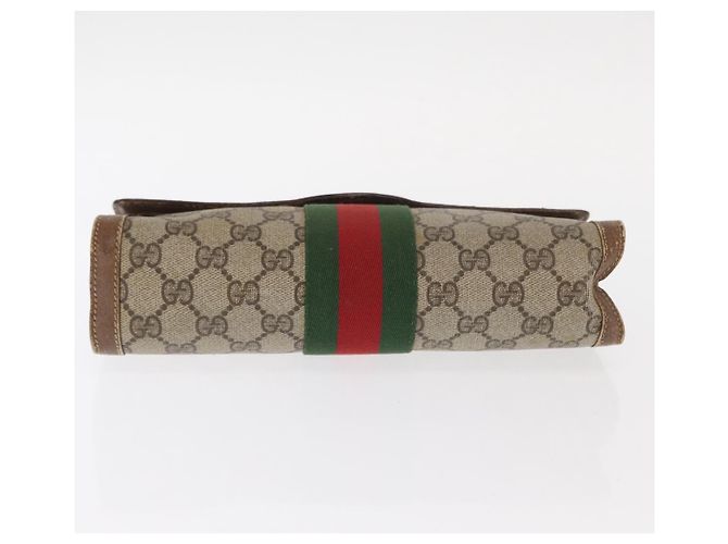 GUCCI GG Supreme Web Sherry Line Clutch Bag PVC Beige Oro 89 01 006 Auth BA9104 - vista 7