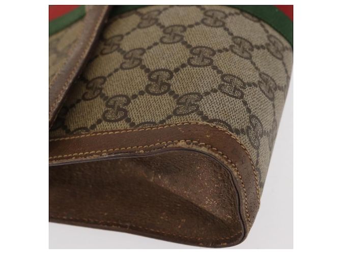 GUCCI GG Supreme Web Sherry Line Clutch Bag PVC Beige Oro 89 01 006 Auth BA9104 - vista 8