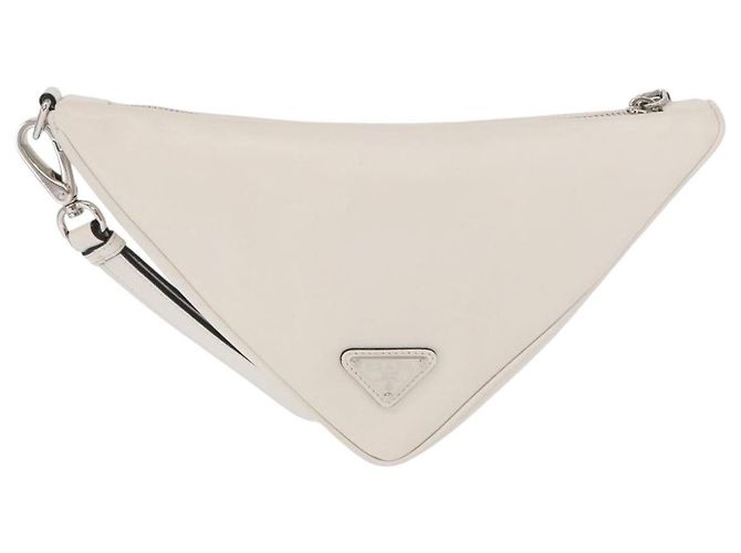 PRADA Borsa Clutch in Pelle Argento Bianca Auth 159445V Bianco - vista 2