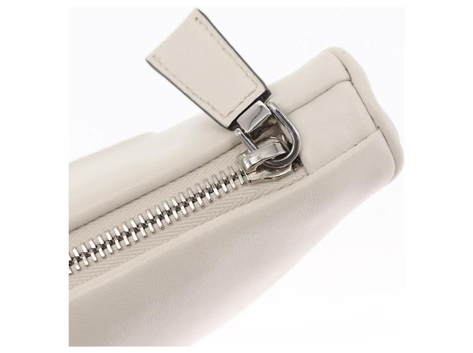 PRADA Borsa Clutch in Pelle Argento Bianca Auth 159445V Bianco - vista 20
