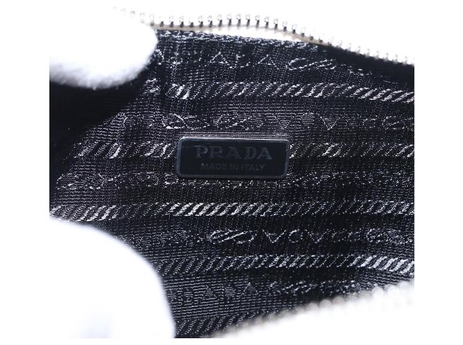 PRADA Borsa Clutch in Pelle Argento Bianca Auth 159445V Bianco - vista 21