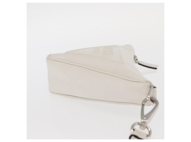 PRADA Borsa Clutch in Pelle Argento Bianca Auth 159445V Bianco - vista 3