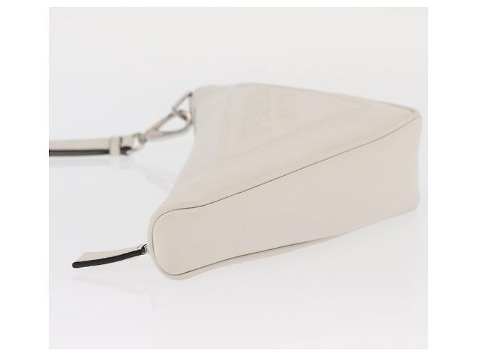 PRADA Borsa Clutch in Pelle Argento Bianca Auth 159445V Bianco - vista 4