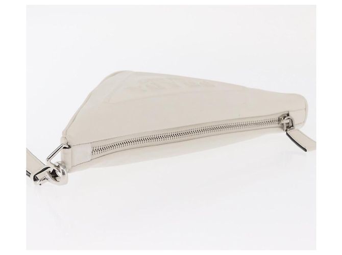 PRADA Borsa Clutch in Pelle Argento Bianca Auth 159445V Bianco - vista 6