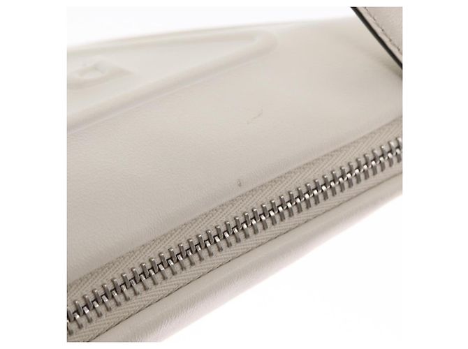 PRADA Borsa Clutch in Pelle Argento Bianca Auth 159445V Bianco - vista 9