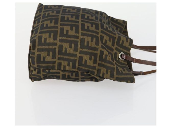 Conjunto de 2 bolsas de mão em lona Zucca FENDI Preto Marrom Auth ar13914 - vista 12