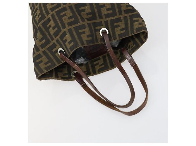 Conjunto de 2 bolsas de mão em lona Zucca FENDI Preto Marrom Auth ar13914 - vista 13