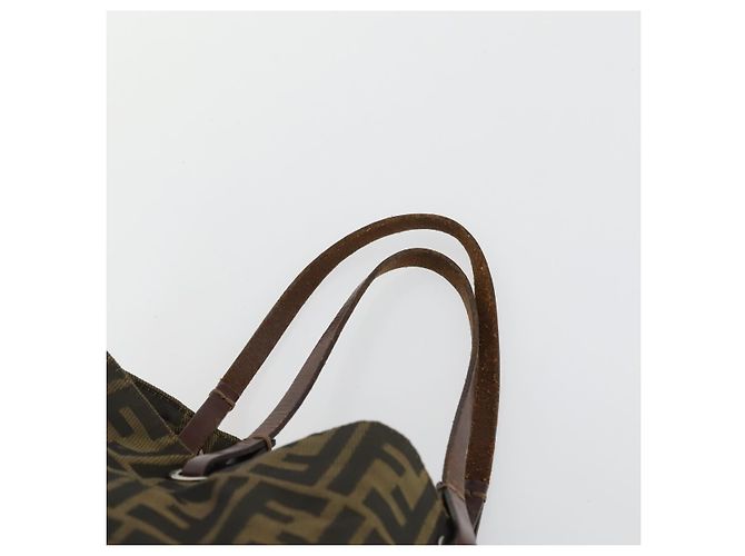 Conjunto de 2 bolsas de mão em lona Zucca FENDI Preto Marrom Auth ar13914 - vista 14