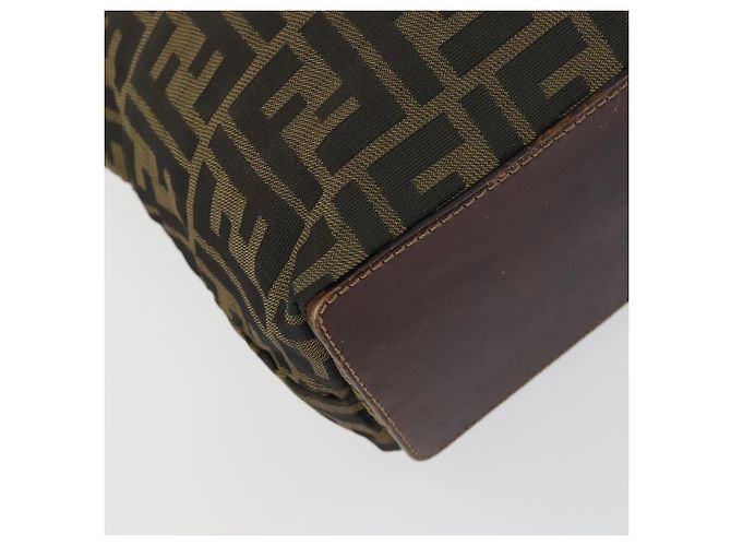 Conjunto de 2 bolsas de mão em lona Zucca FENDI Preto Marrom Auth ar13914 - vista 16