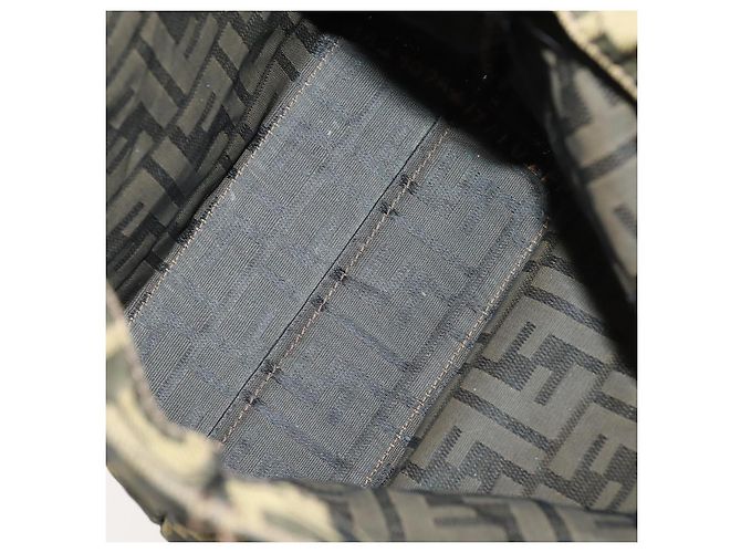 Conjunto de 2 bolsas de mão em lona Zucca FENDI Preto Marrom Auth ar13914 - vista 17