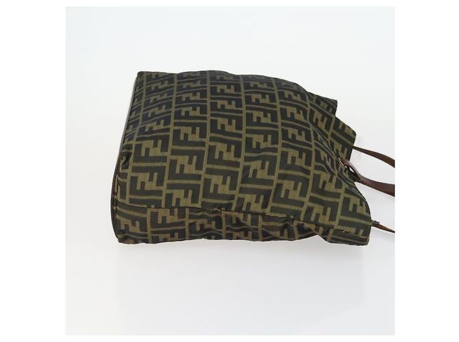 Conjunto de 2 bolsas de mão em lona Zucca FENDI Preto Marrom Auth ar13914 - vista 4