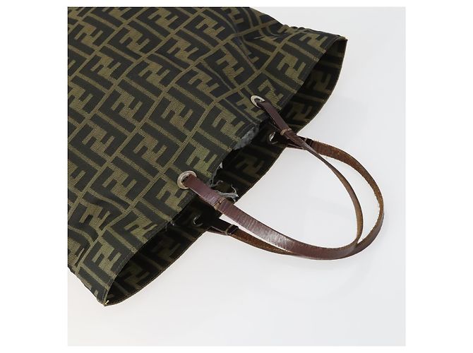 Conjunto de 2 bolsas de mão em lona Zucca FENDI Preto Marrom Auth ar13914 - vista 5