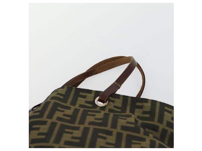 Conjunto de 2 bolsas de mão em lona Zucca FENDI Preto Marrom Auth ar13914 - vista 6