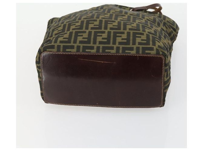 Conjunto de 2 bolsas de mão em lona Zucca FENDI Preto Marrom Auth ar13914 - vista 7