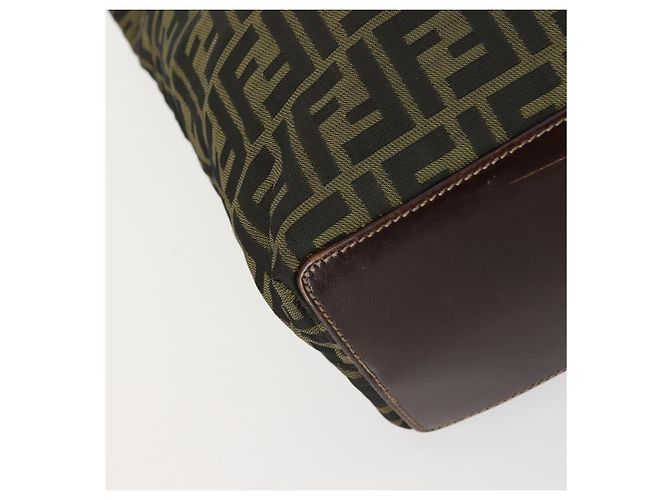 Conjunto de 2 bolsas de mão em lona Zucca FENDI Preto Marrom Auth ar13914 - vista 8