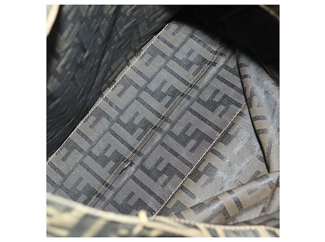 Conjunto de 2 bolsas de mão em lona Zucca FENDI Preto Marrom Auth ar13914 - vista 9