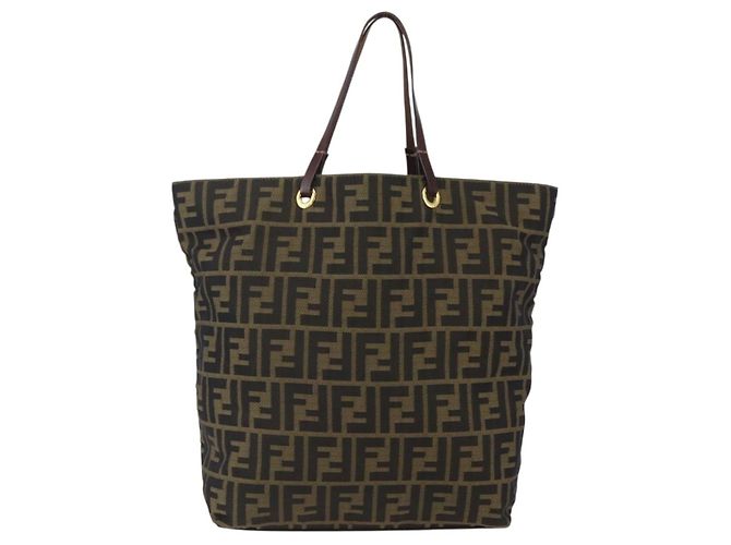 FENDI Zucca Canvas Tote Bag Schwarz Braun Auth am10121 - Ansicht 13