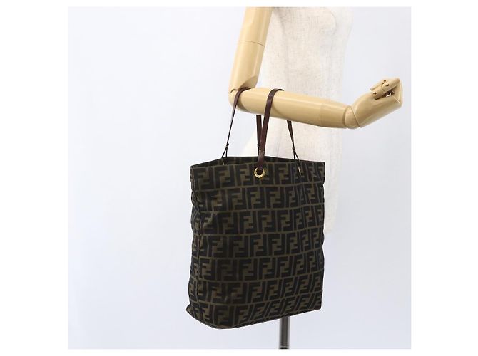 FENDI Zucca Canvas Tote Bag Schwarz Braun Auth am10121 - Ansicht 19