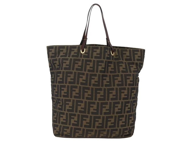 FENDI Zucca Canvas Tote Bag Schwarz Braun Auth am10121 - Ansicht 2