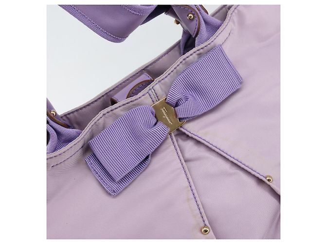 Borsa a mano Vala in nylon viola e oro Salvatore Ferragamo Auth bs31861 D'oro Porpora - vista 15