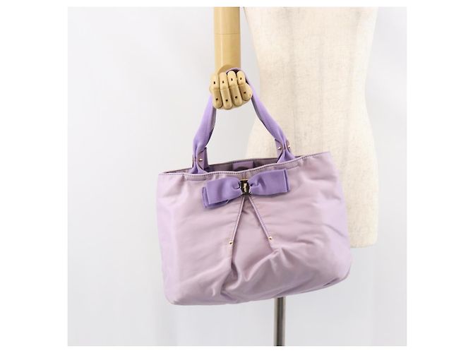 Borsa a mano Vala in nylon viola e oro Salvatore Ferragamo Auth bs31861 D'oro Porpora - vista 26