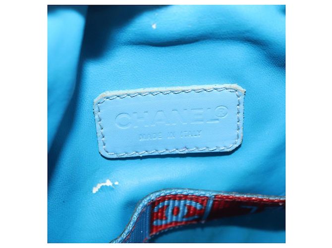 Borsa a Spalla CHANEL Sports Line Nylon Rosso Blu CC Auth am9958 - vista 18