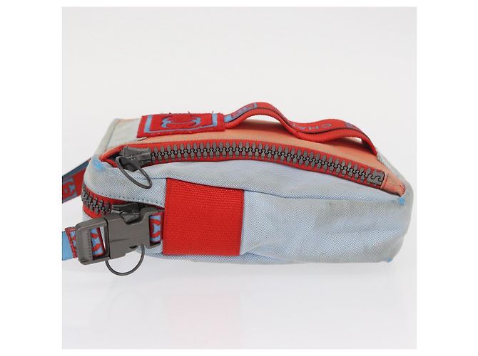 Borsa a Spalla CHANEL Sports Line Nylon Rosso Blu CC Auth am9958 - vista 4