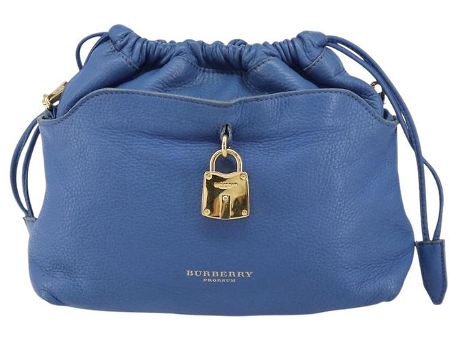 Burberry Borsa a Spalla in Pelle Blu Oro Auth 157793 D'oro - vista 13