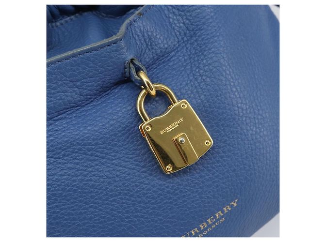 Burberry Borsa a Spalla in Pelle Blu Oro Auth 157793 D'oro - vista 17