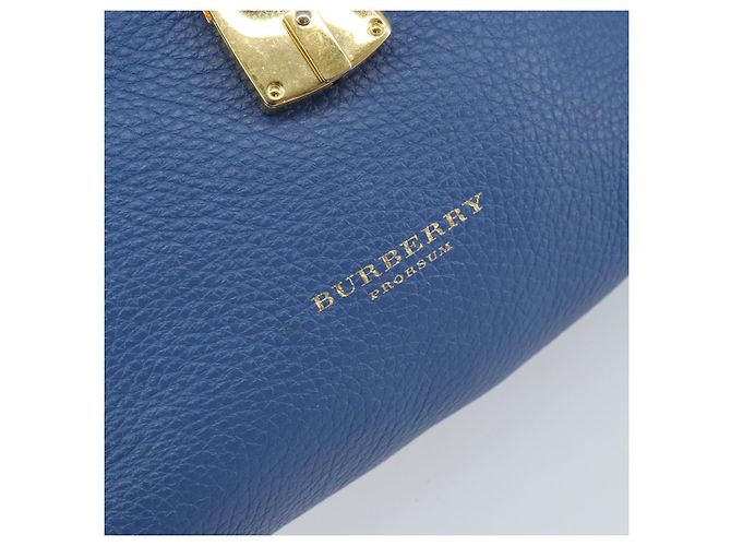 Burberry Borsa a Spalla in Pelle Blu Oro Auth 157793 D'oro - vista 18