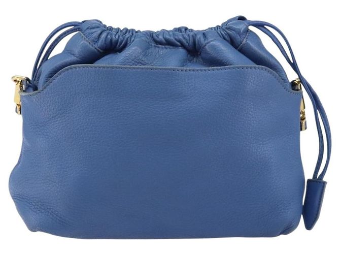 Burberry Borsa a Spalla in Pelle Blu Oro Auth 157793 D'oro - vista 2