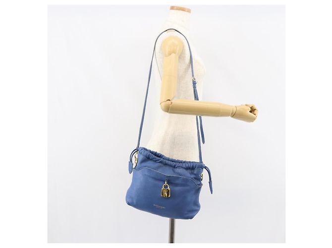 Burberry Borsa a Spalla in Pelle Blu Oro Auth 157793 D'oro - vista 24