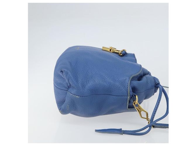 Burberry Borsa a Spalla in Pelle Blu Oro Auth 157793 D'oro - vista 3