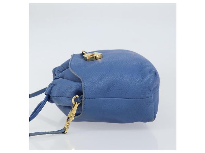 Burberry Borsa a Spalla in Pelle Blu Oro Auth 157793 D'oro - vista 4