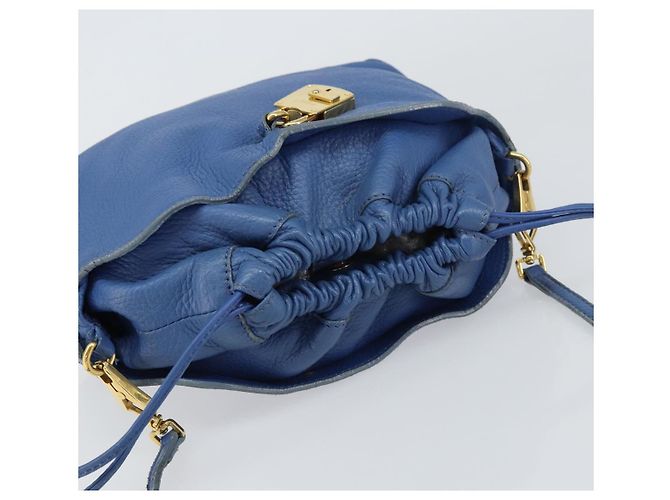 Burberry Borsa a Spalla in Pelle Blu Oro Auth 157793 D'oro - vista 6