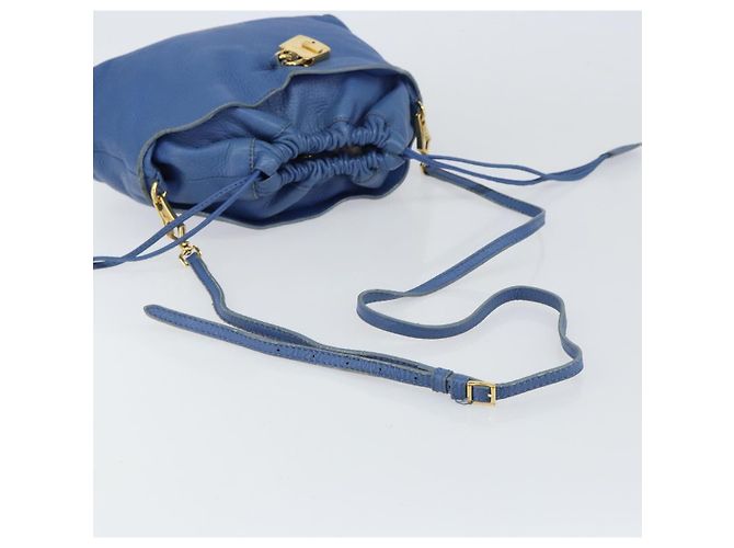 Burberry Borsa a Spalla in Pelle Blu Oro Auth 157793 D'oro - vista 7