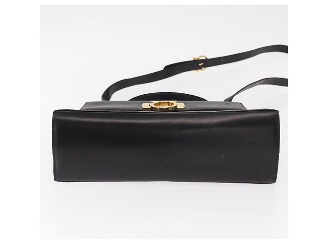 Borsa a mano in pelle Gancini 2 in 1 nera e oro Salvatore Ferragamo Auth ka1065 Nero D'oro - vista 11