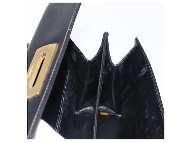 Borsa a mano in pelle Gancini 2 in 1 nera e oro Salvatore Ferragamo Auth ka1065 Nero D'oro - vista 20