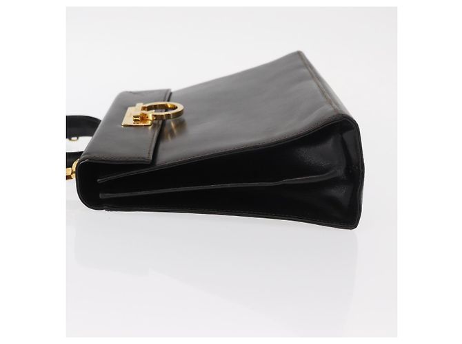 Borsa a mano in pelle Gancini 2 in 1 nera e oro Salvatore Ferragamo Auth ka1065 Nero D'oro - vista 5