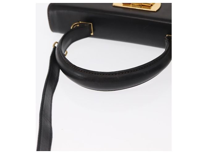 Borsa a mano in pelle Gancini 2 in 1 nera e oro Salvatore Ferragamo Auth ka1065 Nero D'oro - vista 7