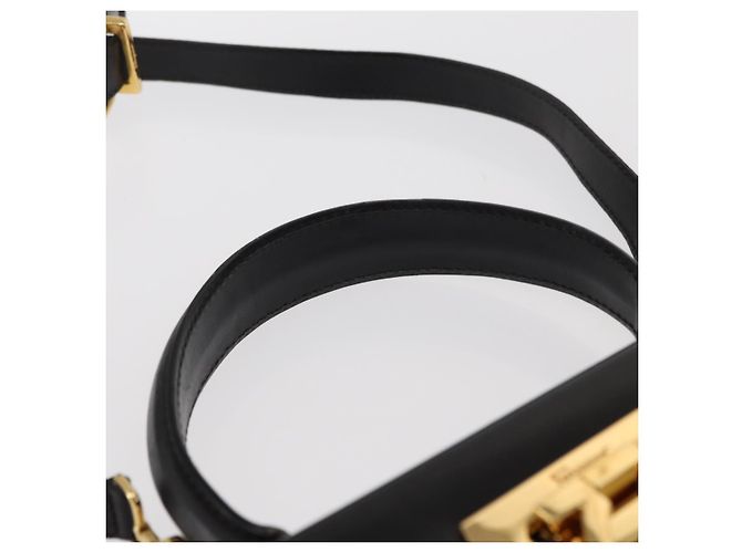 Borsa a mano in pelle Gancini 2 in 1 nera e oro Salvatore Ferragamo Auth ka1065 Nero D'oro - vista 8