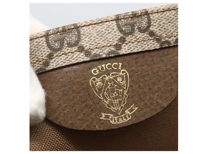 Borsa tote in PVC beige e rosso della linea Sherry GG Supreme di GUCCI Auth 160581 - vista 15