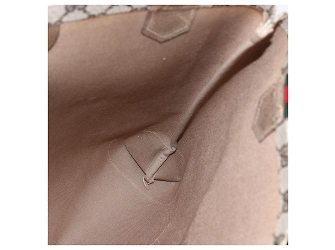 Borsa tote in PVC beige e rosso della linea Sherry GG Supreme di GUCCI Auth 160581 - vista 17