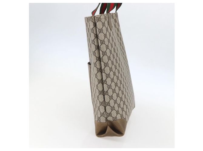 Borsa tote in PVC beige e rosso della linea Sherry GG Supreme di GUCCI Auth 160581 - vista 5