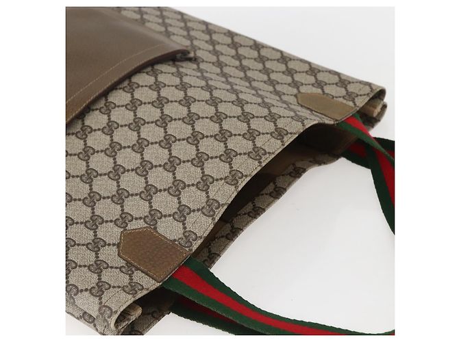 Borsa tote in PVC beige e rosso della linea Sherry GG Supreme di GUCCI Auth 160581 - vista 6