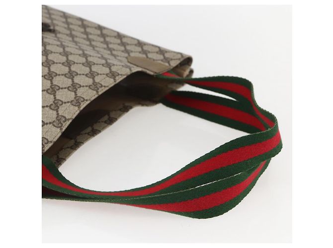 Borsa tote in PVC beige e rosso della linea Sherry GG Supreme di GUCCI Auth 160581 - vista 7