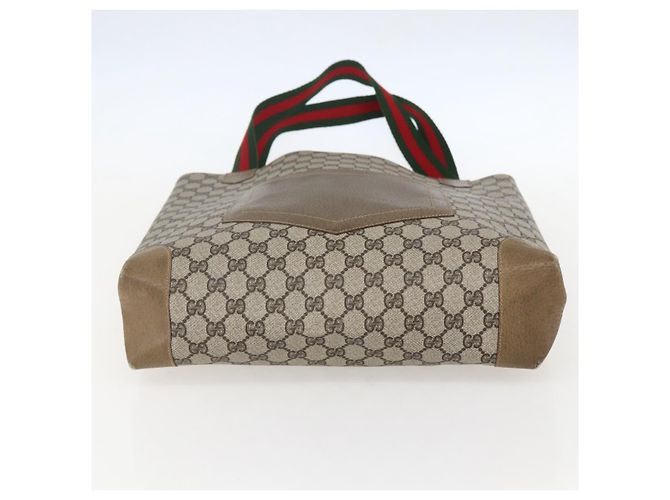 Borsa tote in PVC beige e rosso della linea Sherry GG Supreme di GUCCI Auth 160581 - vista 9